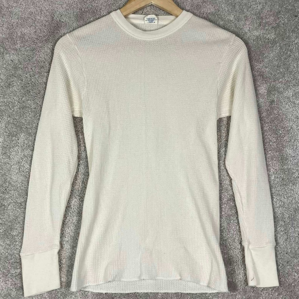Vintage Big Yank Thermal Shirt Mens Medium White Waffle Knit Long Sleeve